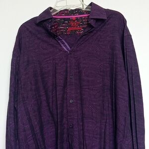 Luchiano Visconti Long Sleeve Purple Paisley Shirt Size XL EUC
